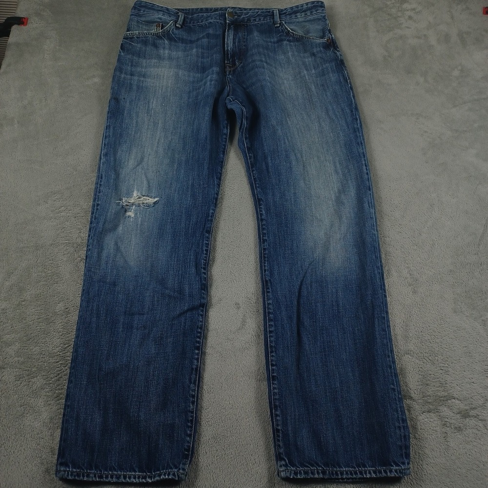 Mavi Jeans Mens 40x34 Blue Denim Mid Rise‎ Bootcut Matt Preppy Distressed